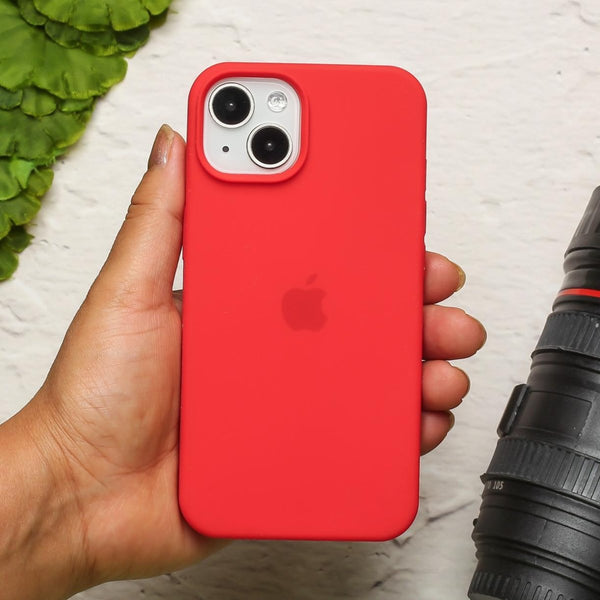 Red Original Silicone case for Apple iphone 15 Plus - The Hatke