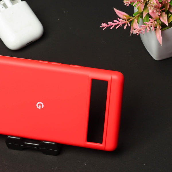 Red Original Silicone case for Google Pixel 6A - The Hatke