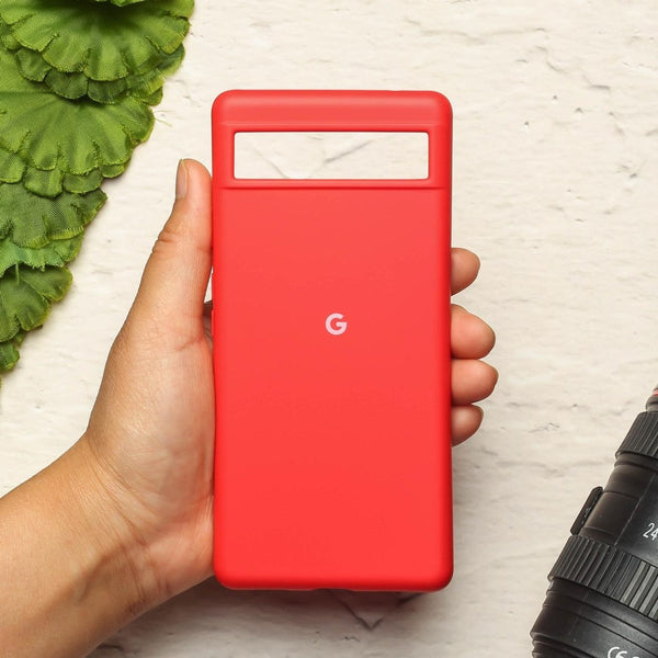 Red Original Silicone case for Google Pixel 6A - The Hatke