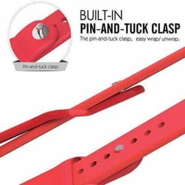 Red Plain Silicone Strap For Apple Watch Series 2 (38mm/40mm/41mm) - The Hatke