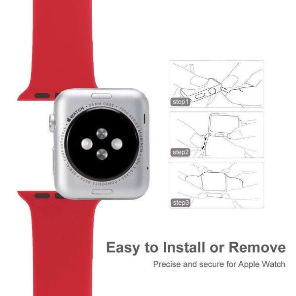 Red Plain Silicone Strap For Apple Watch Series 5 (38mm/40mm/41mm) - The Hatke