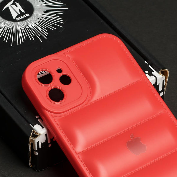 Red Puffon silicone case for Apple iPhone 11 - The Hatke