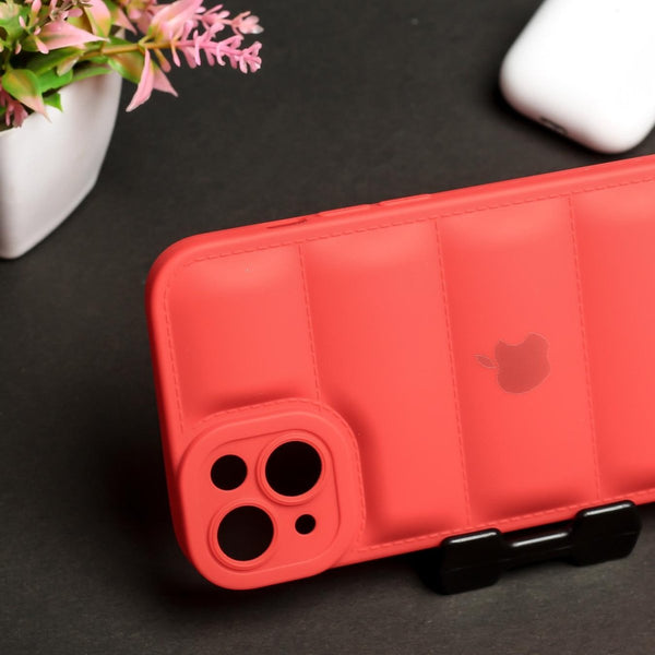 Red Puffon silicone case for Apple iPhone 13 - The Hatke