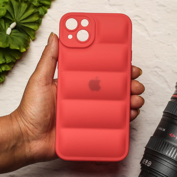 Red Puffon silicone case for Apple iPhone 14 Plus - The Hatke