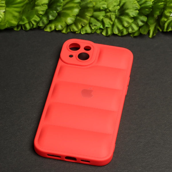 Red Puffon silicone case for Apple iPhone 15 Plus - The Hatke