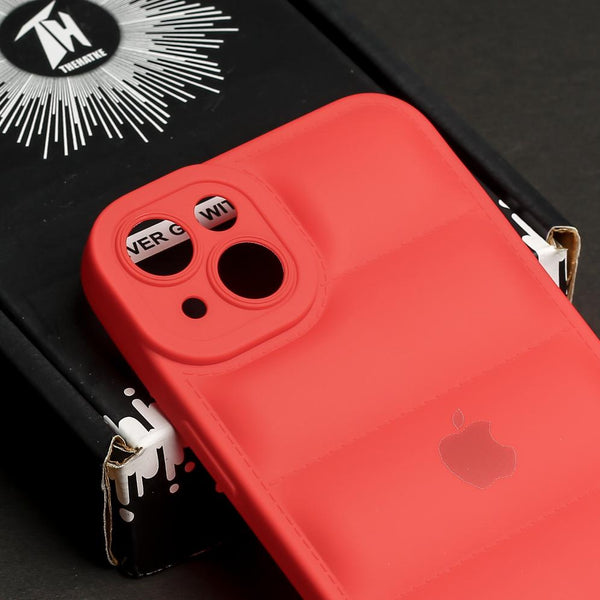 Red Puffon silicone case for Apple iPhone 15 Plus - The Hatke