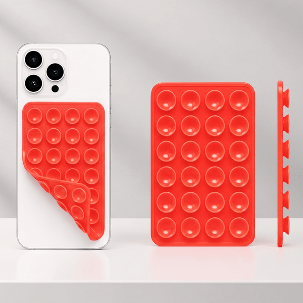 Red Sticky Phone Stand Silicone Suction Phone Case Mount For Mobile - The Hatke