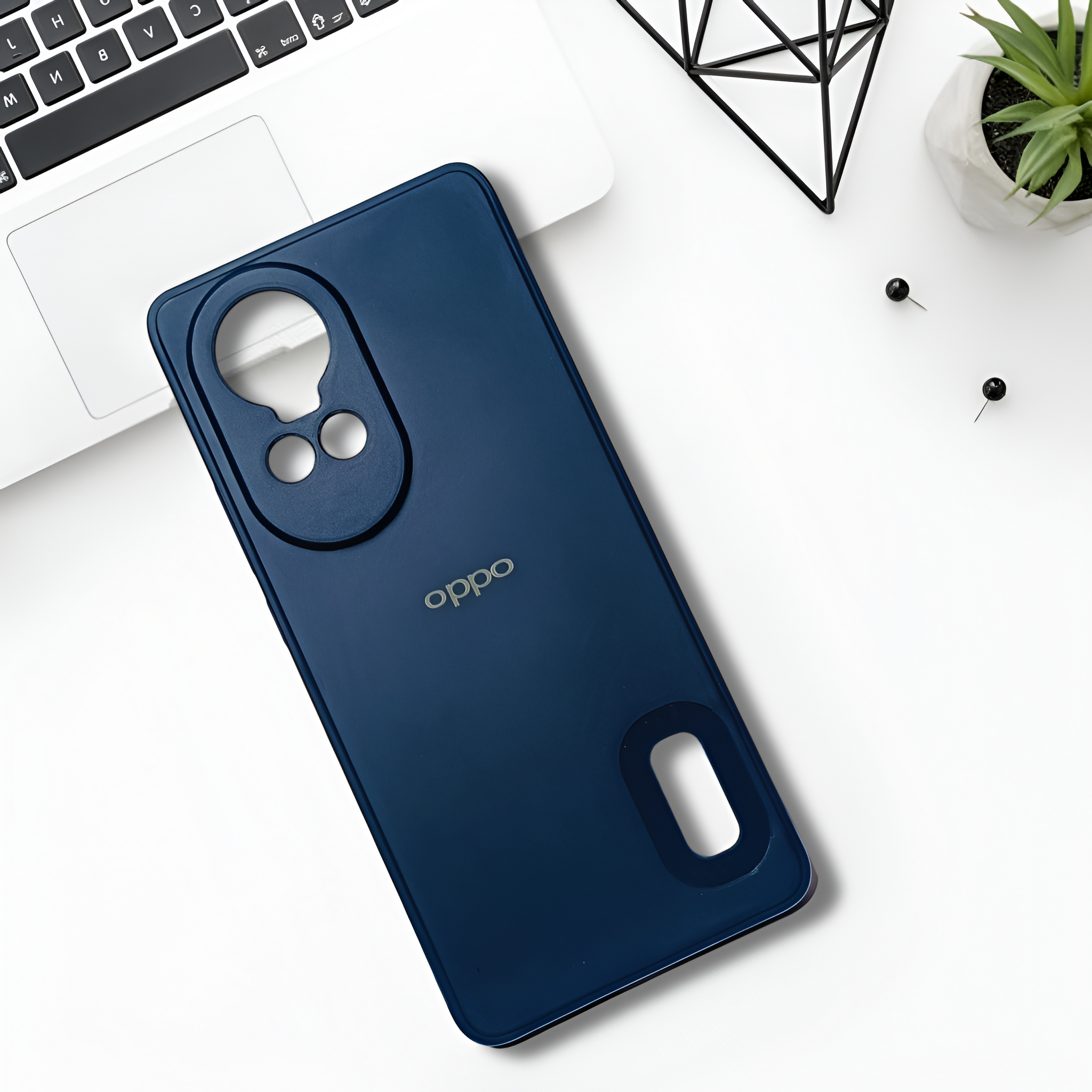 Dark Blue Candy Logo Cut Silicone Case for Oppo Reno 10