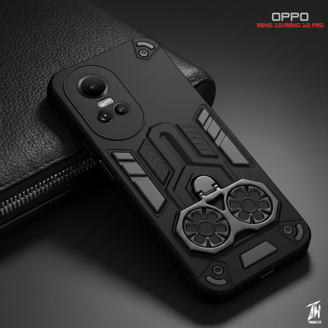 Black Cycle Armor Silicone Case for Oppo Reno 10 Pro