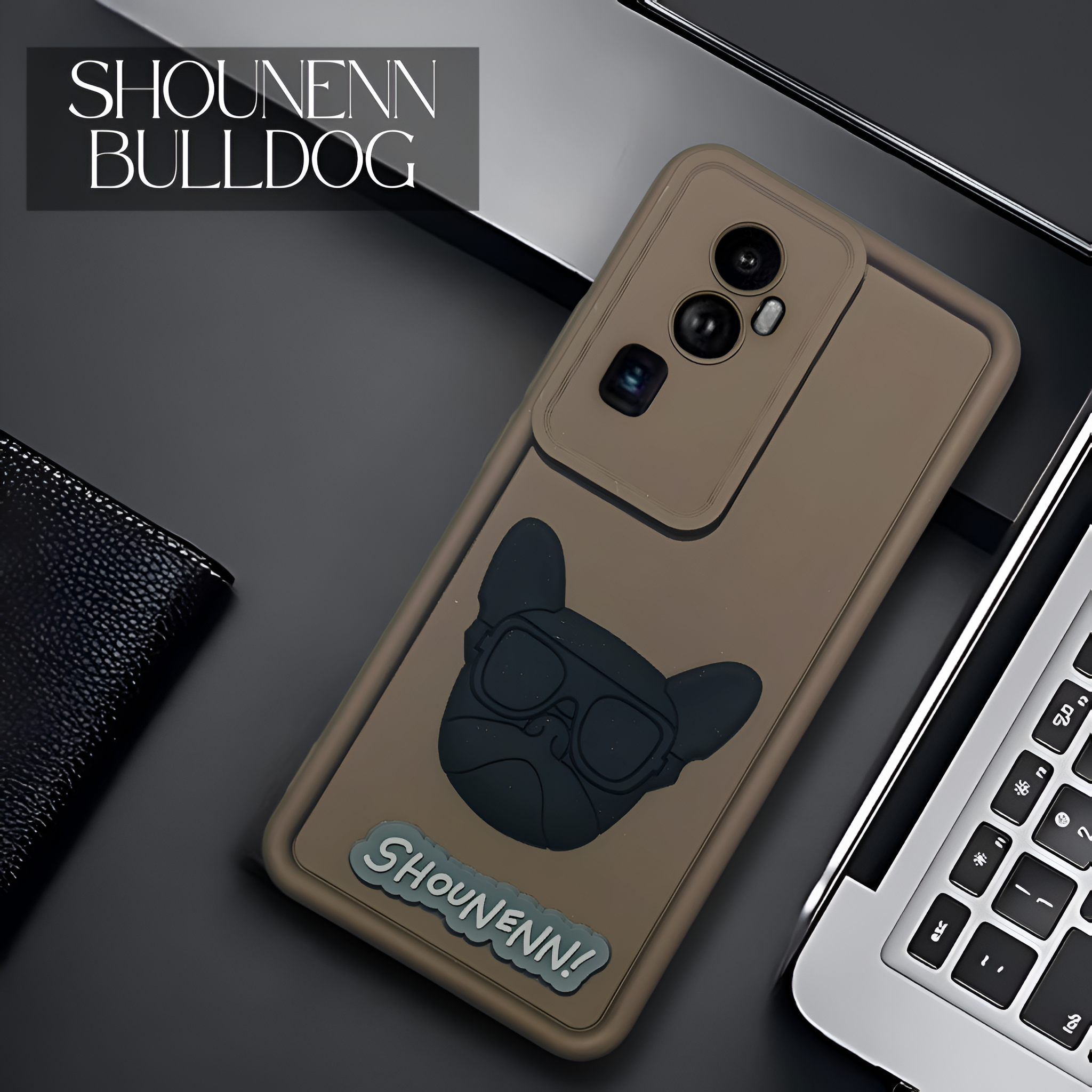 Dark Brown SHOUNENN BULLDOG Silicone case for Oppo Reno 10 Pro Plus