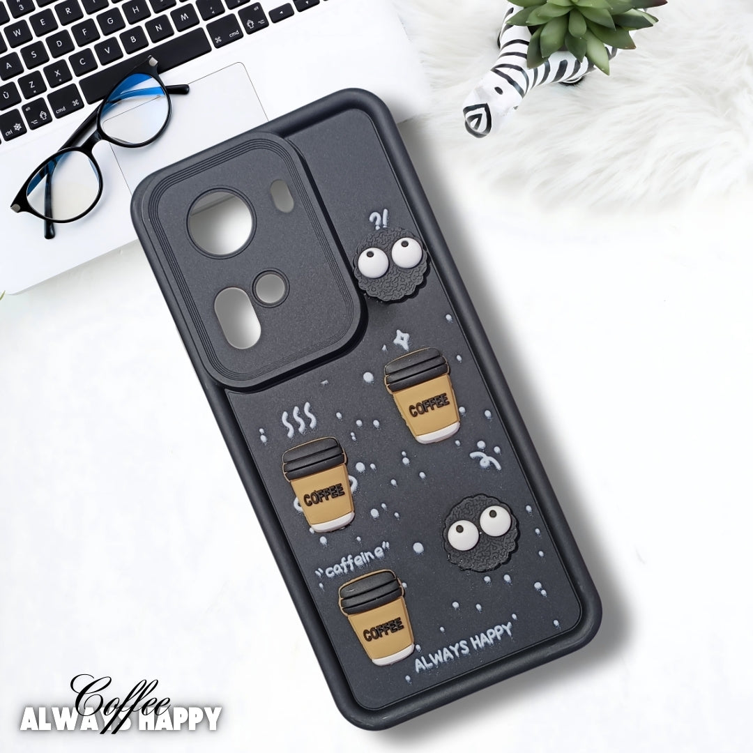 Black COFFEE (ALWAYS HAPPY) Silicone case for Oppo Reno 11