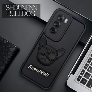 Black SHOUNENN BULLDOG Silicone case for Oppo Reno 12