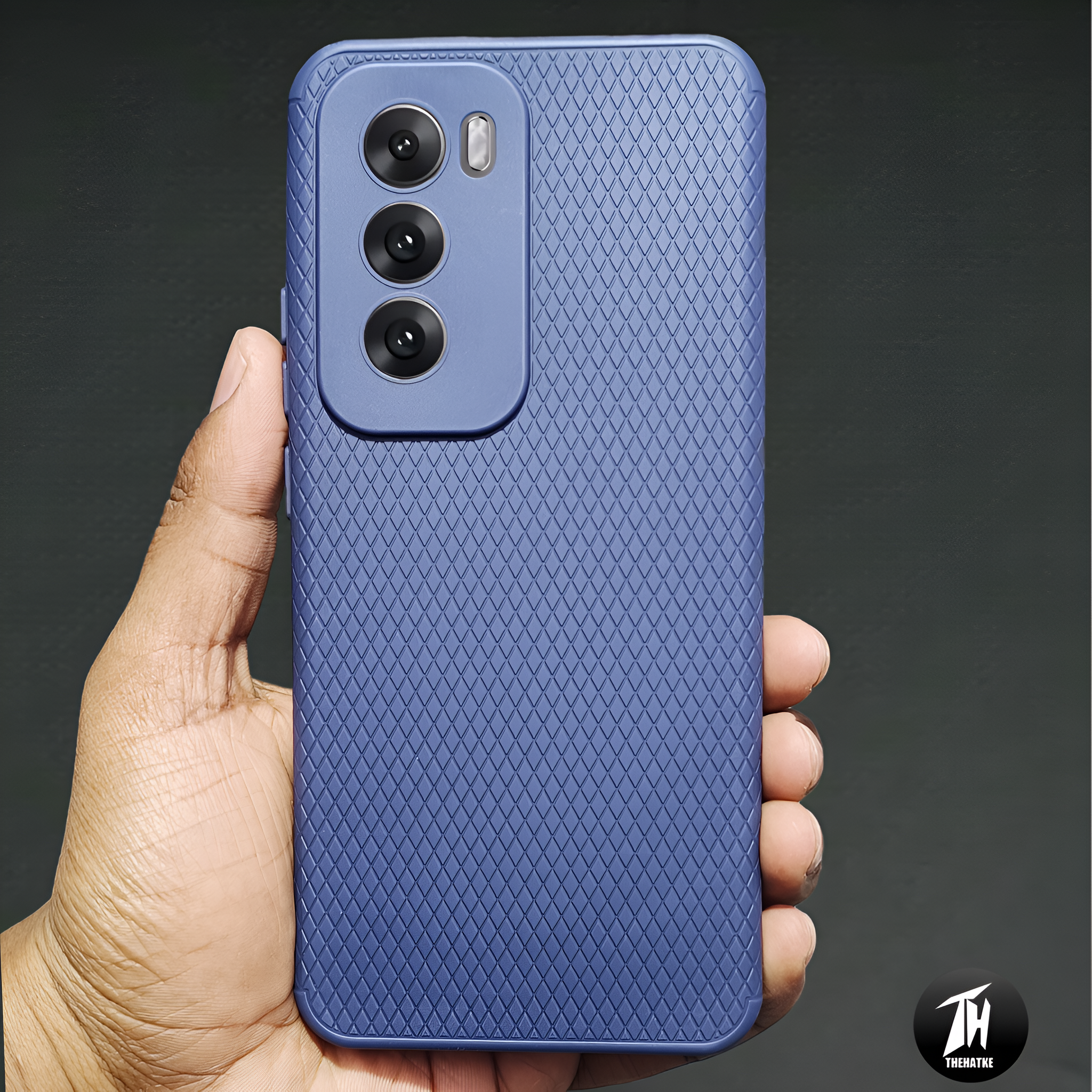 Dark Blue Line Wave Silicone Case for Oppo Reno 12 Pro