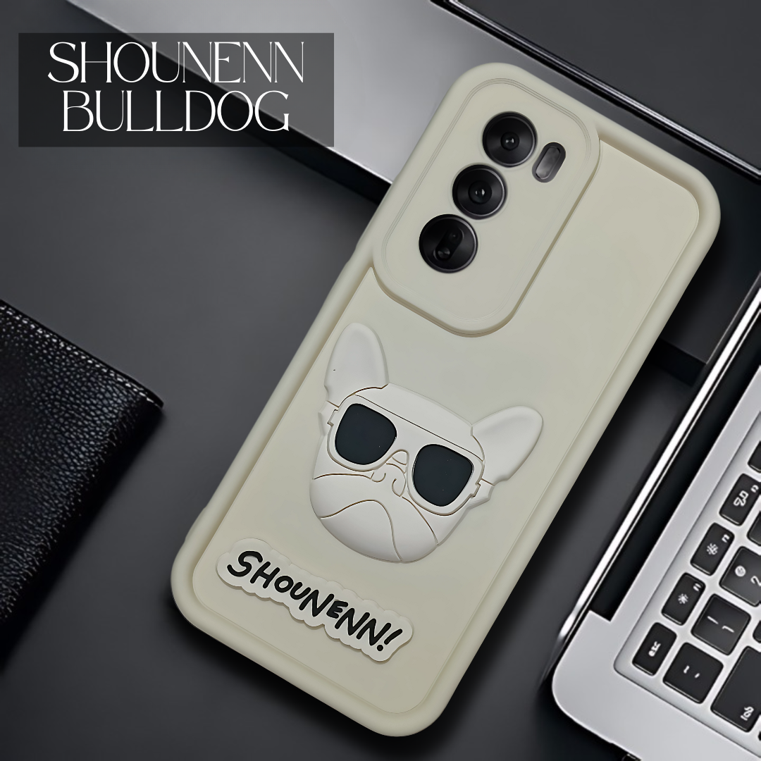 Cream SHOUNENN BULLDOG Silicone case for Oppo Reno 12 Pro