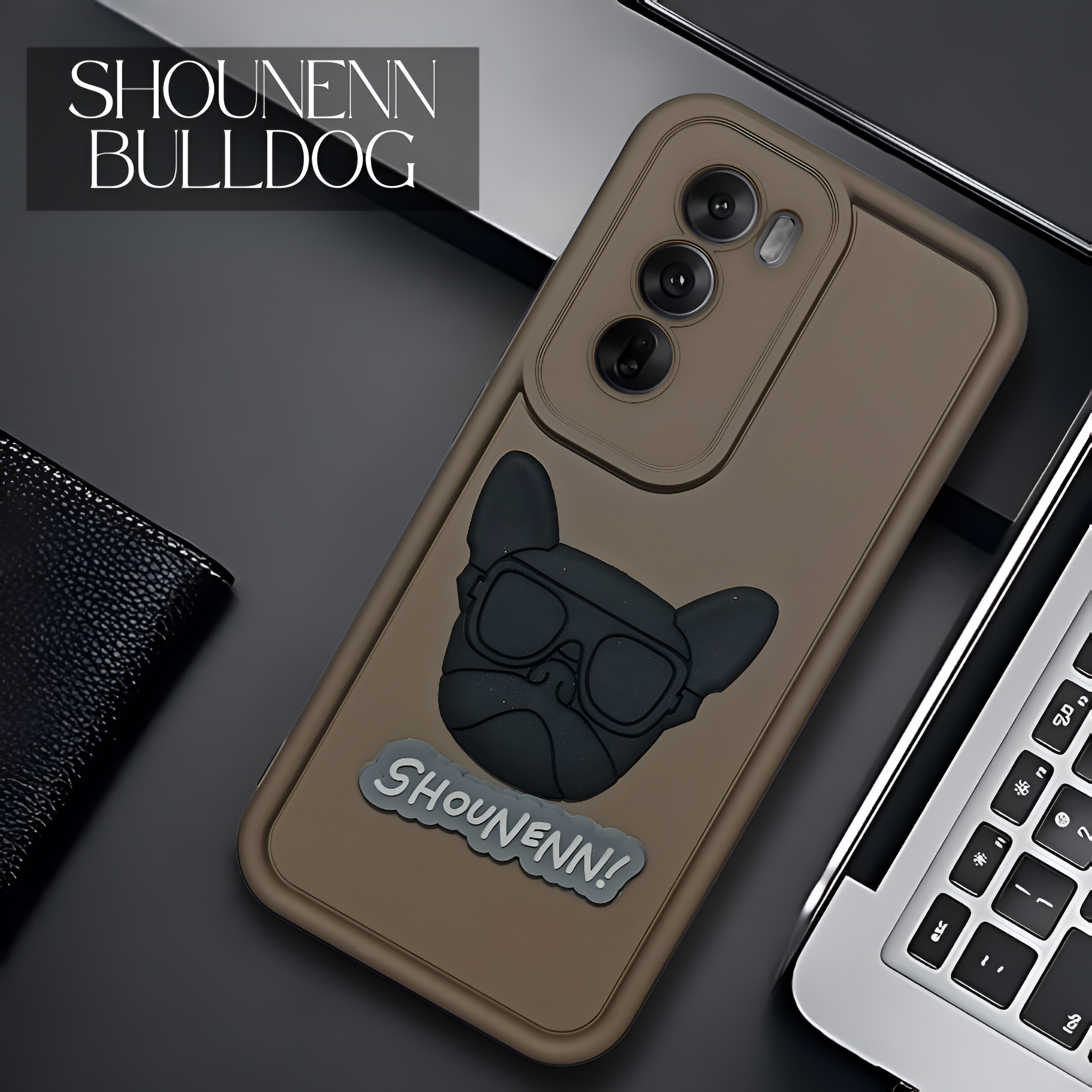 Dark Brown SHOUNENN BULLDOG Silicone case for Oppo Reno 12