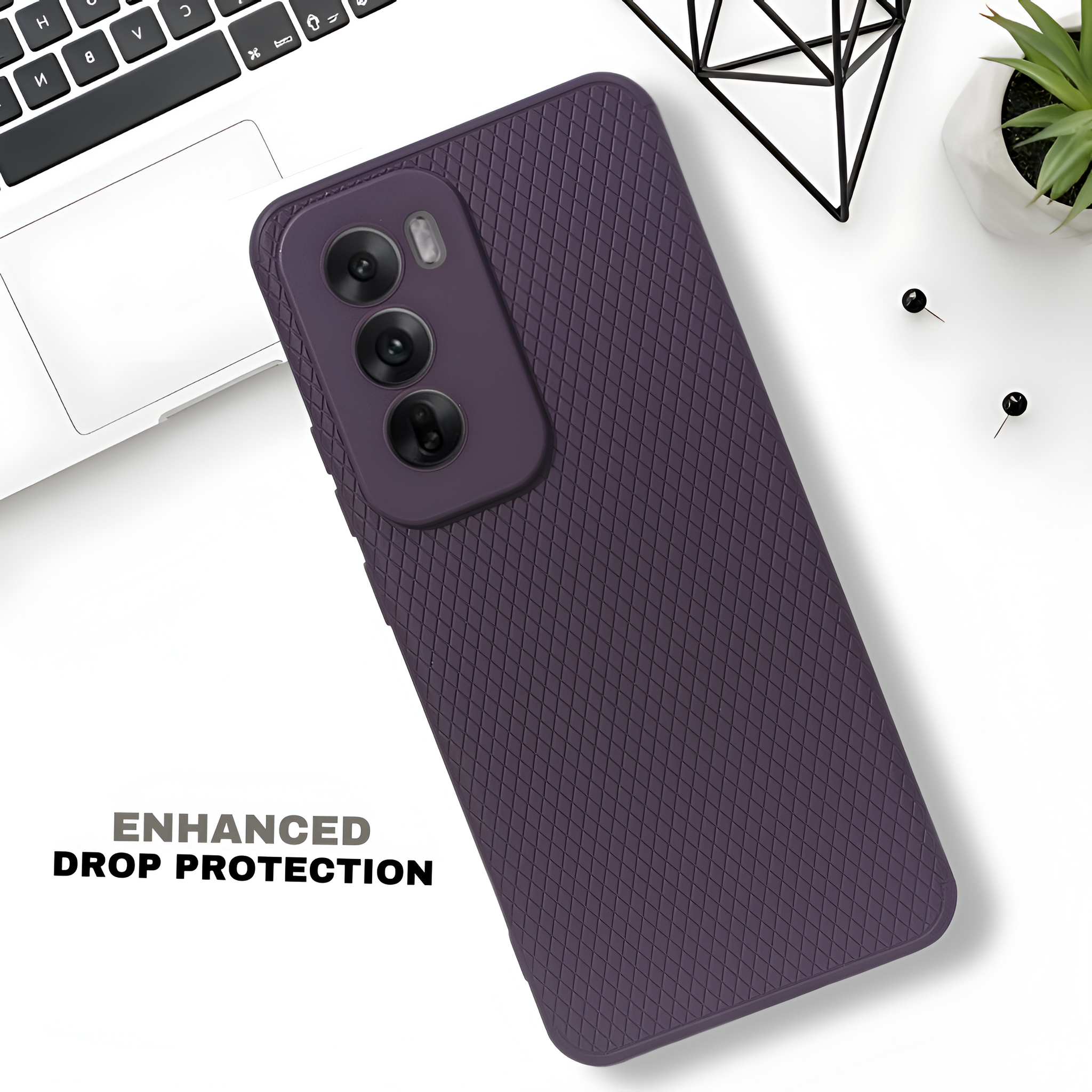 Deep Purple Line Wave Silicone Case for Oppo Reno 12