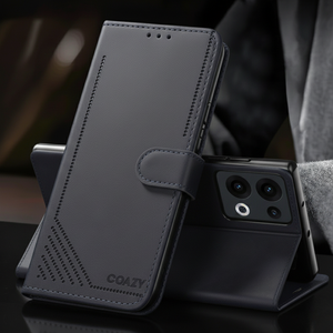 Velvet Black Flip Leather Case for Oppo Reno 13