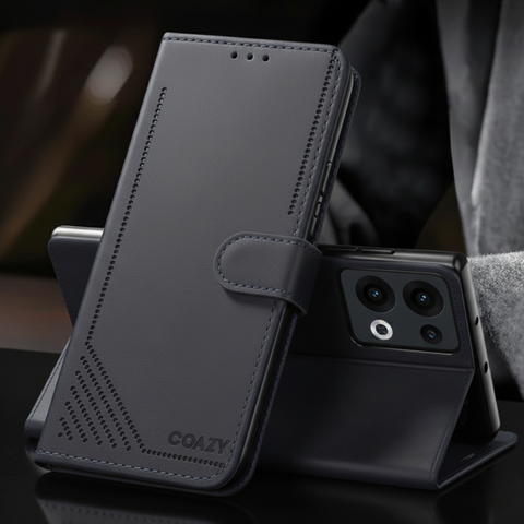 Velvet Black Flip Leather Case for Oppo Reno 13