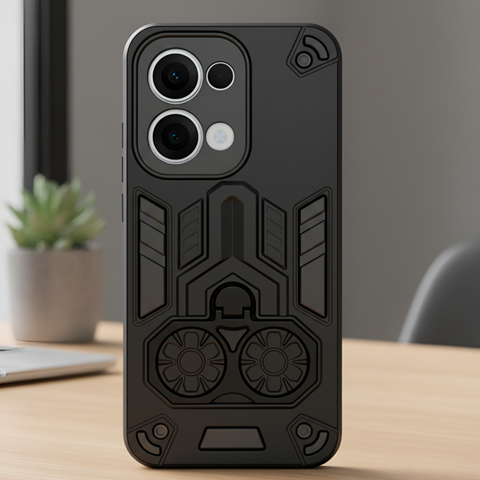 Black Cycle Armor Silicone Case for Oppo Reno 13