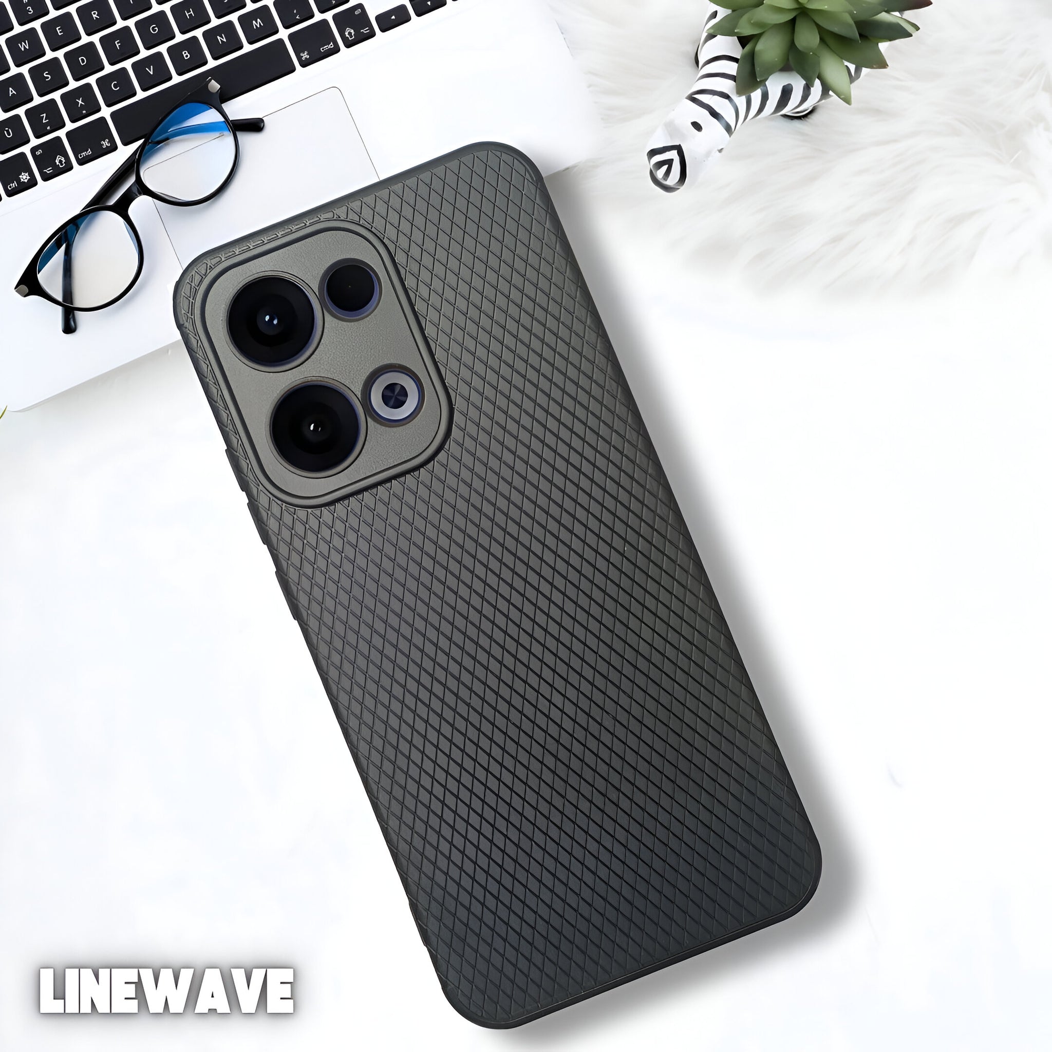 Black Line Wave Silicone Case for Oppo Reno 13