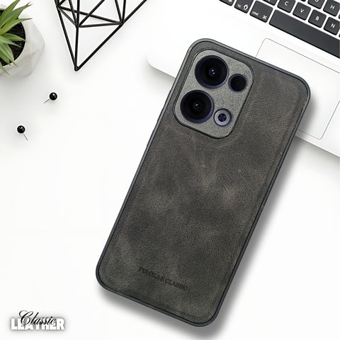 Black Classic Leather Case for Oppo Reno 13