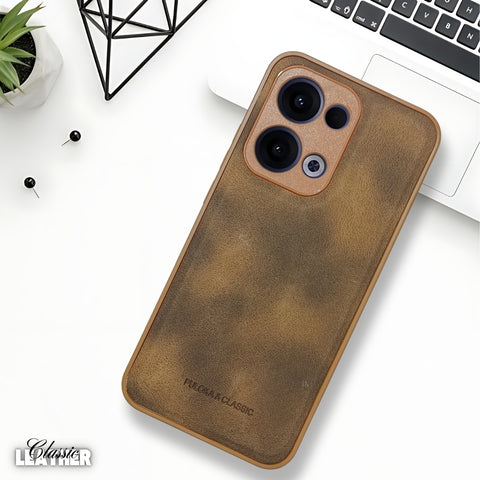 Brown Classic Leather Case for Oppo Reno 13
