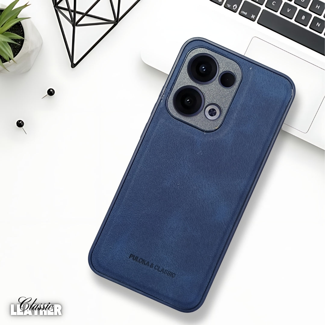 Dark Blue Classic Leather Case for Oppo Reno 13