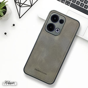 Grey Classic Leather Case for Oppo Reno 13
