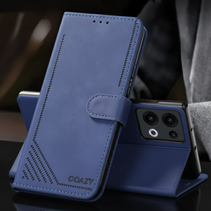 Velvet Dark Blue Flip Leather Case for Oppo Reno 13