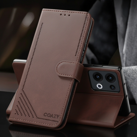 Velvet Dark Brown Flip Leather Case for Oppo Reno 13