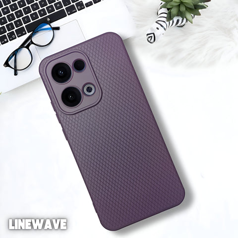 Deep Purple Line Wave Silicone Case for Oppo Reno 13