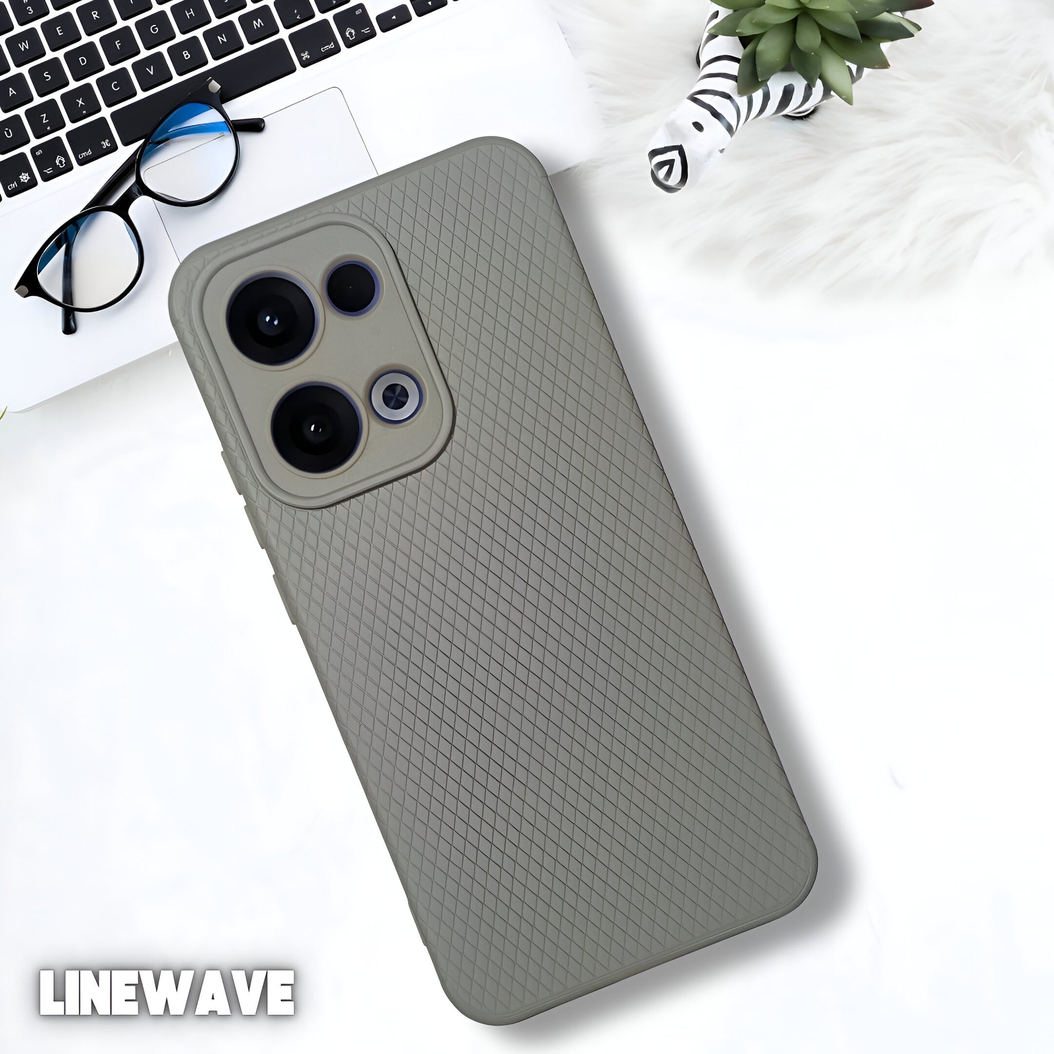 Grey Line Wave Silicone Case for Oppo Reno 13