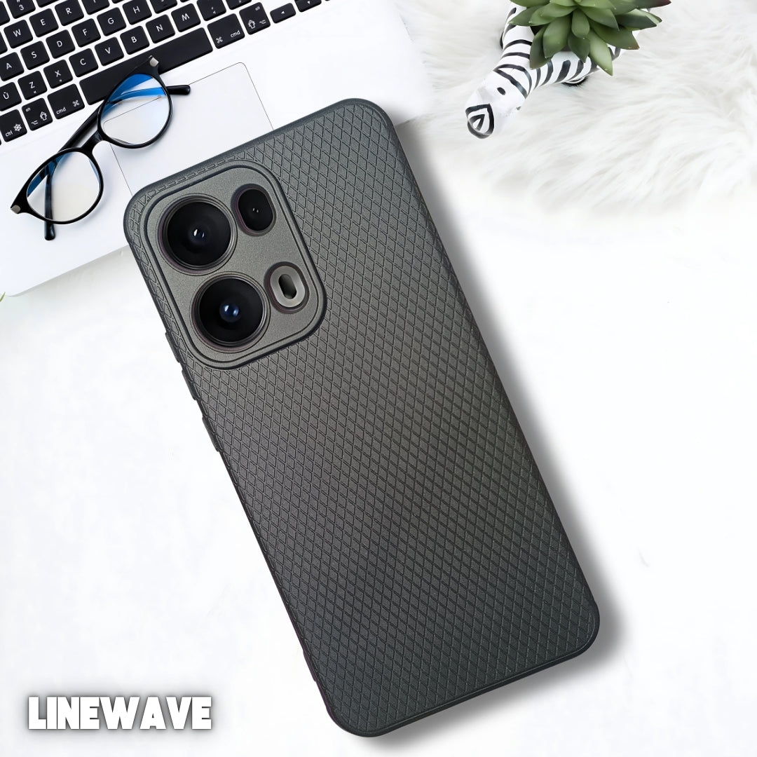Black Line Wave Silicone Case for Oppo Reno 13 Pro