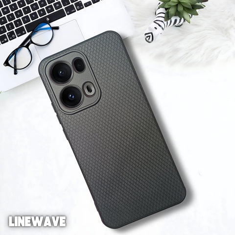 Black Line Wave Silicone Case for Oppo Reno 13 Pro