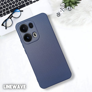 Dark Blue Line Wave Silicone Case for Oppo Reno 13 Pro