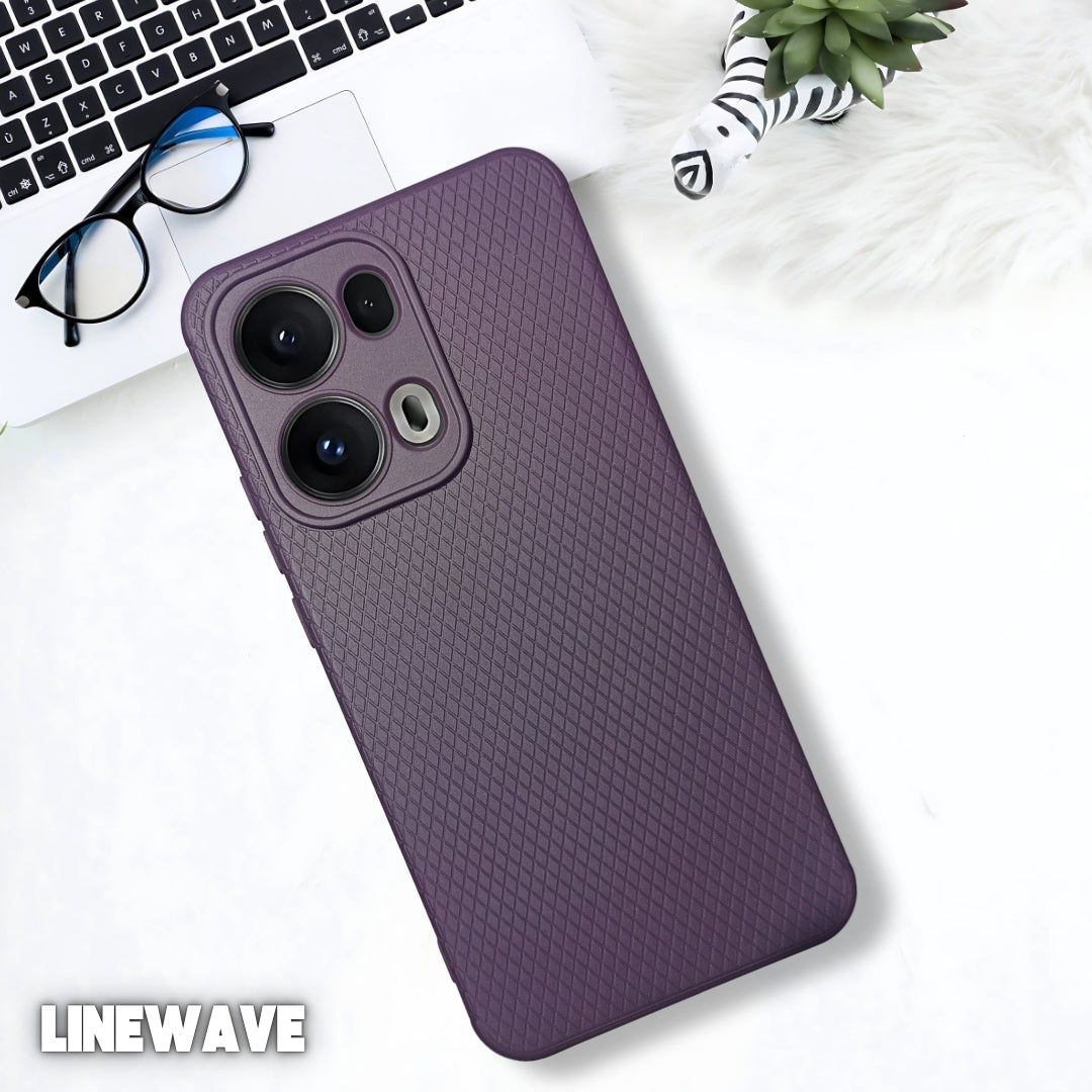 Deep Purple Line Wave Silicone Case for Oppo Reno 13 Pro