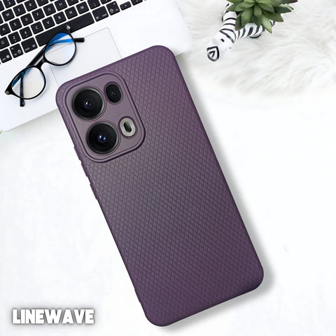 Deep Purple Line Wave Silicone Case for Oppo Reno 13 Pro