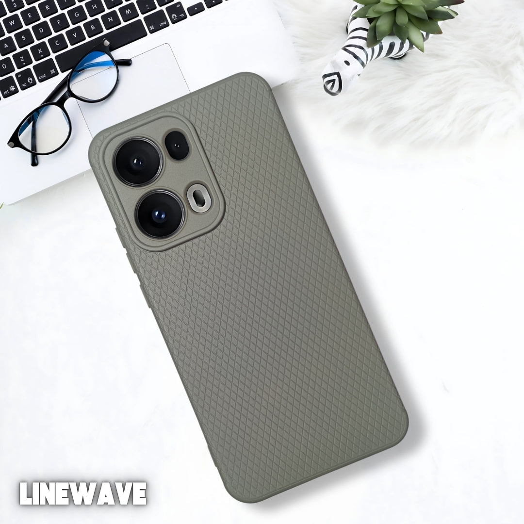 Grey Line Wave Silicone Case for Oppo Reno 13 Pro