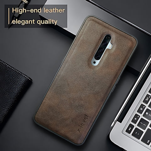 X-LEVEL Dark Brown Leather Case for Oppo Reno 2F