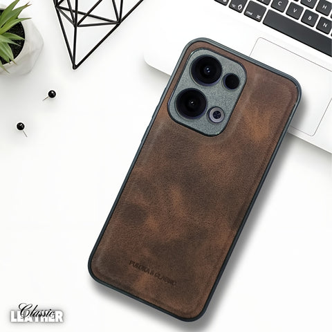 Dark Brown Classic Leather Case for Oppo Reno 13