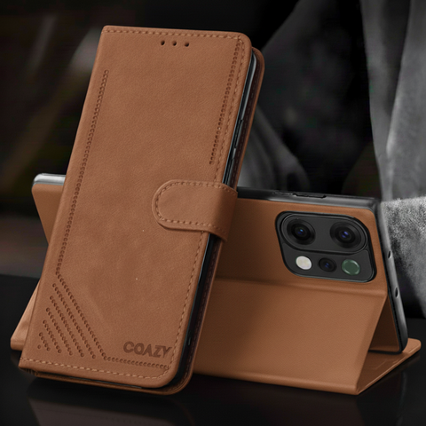 Velvet Brown Flip Leather Case for Oppo Reno 14