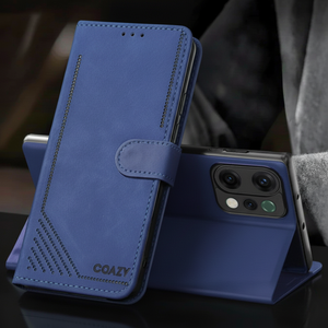 Velvet Dark Blue Flip Leather Case for Oppo Reno 14