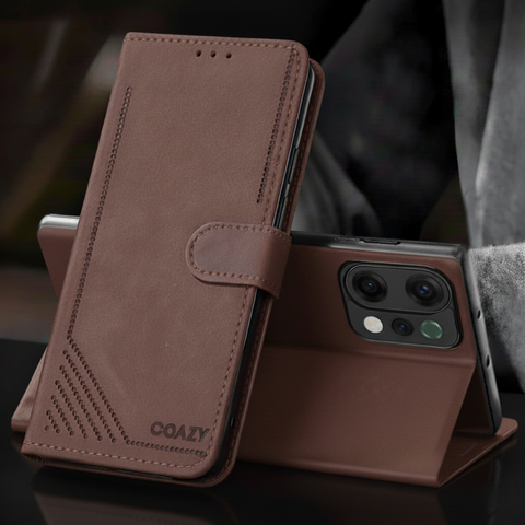 Velvet Dark Brown Flip Leather Case for Oppo Reno 14
