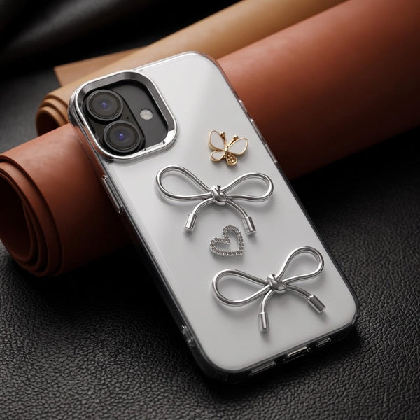 Ribbon Butterfly Silicone Hard Case for Apple iphone 17 - The Hatke