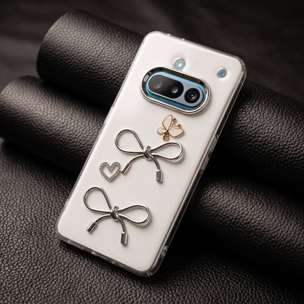 Ribbon Butterfly Silicone Hard Case for Nothing Phone 3a - The Hatke
