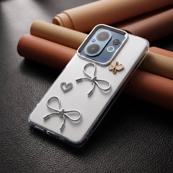 Ribbon Butterfly Silicone Hard Case for Vivo V60e - The Hatke