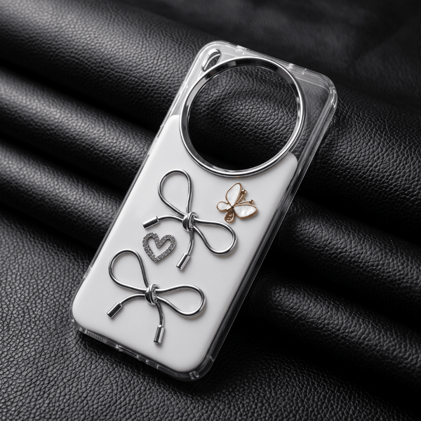 Ribbon Butterfly Silicone Hard Case for Vivo X300 - The Hatke