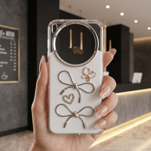 Ribbon Butterfly Silicone Hard Case for Vivo X300 - The Hatke