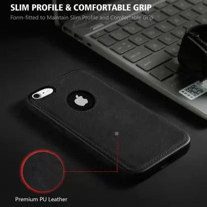 Puloka Black Logo cut Leather silicone case for Apple iphone 6/6s