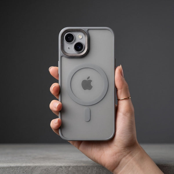 Ringmag Matte Grey case for Apple iphone 13 - The Hatke
